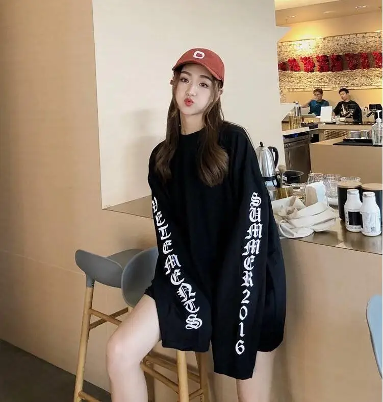 Женские футболки туника кавайная Женская винтажная свободная футболка Ulzzang с