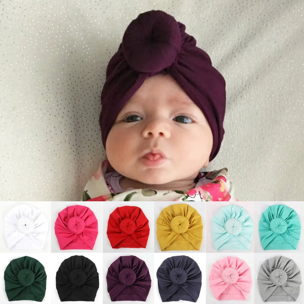 

1pcs Newborn Toddler Kids Baby Boy Girl Cute Style Turban Beanie Hat Headwear winter Autumn warm cap children beanies caps
