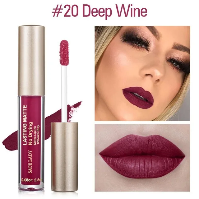 20 Deep Wine SACE LADY бренд 23 Цвета жидкая помада макияж не сушильная матовая помада для губ долговременная помада телесный оттеночный блеск для губ натуральная косметика - Цвет: 20 Deep Wine