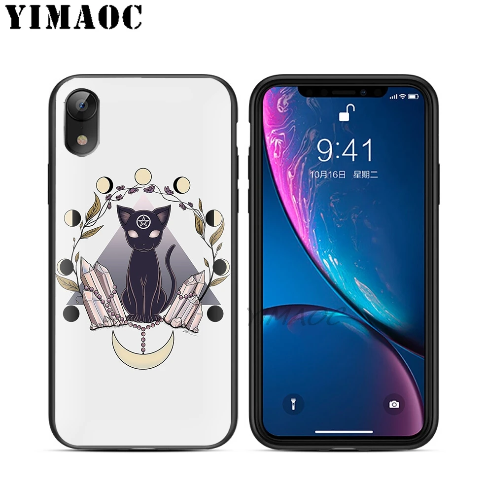 YIMAOC Skull Cat Sheep Moon Soft TPU Black Silicone Case for iPhone X or 10 8 7 6 6S Plus 5 5S SE Xr Xs Max |