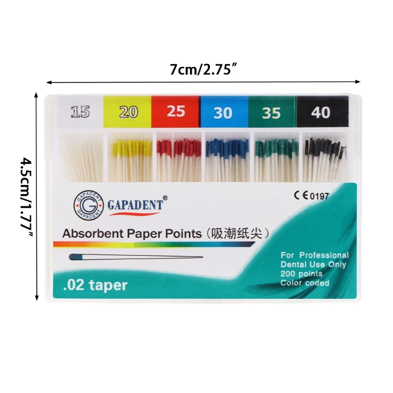 200 шт. стоматологические абсорбирующие бумажные точки стерильные смешанные