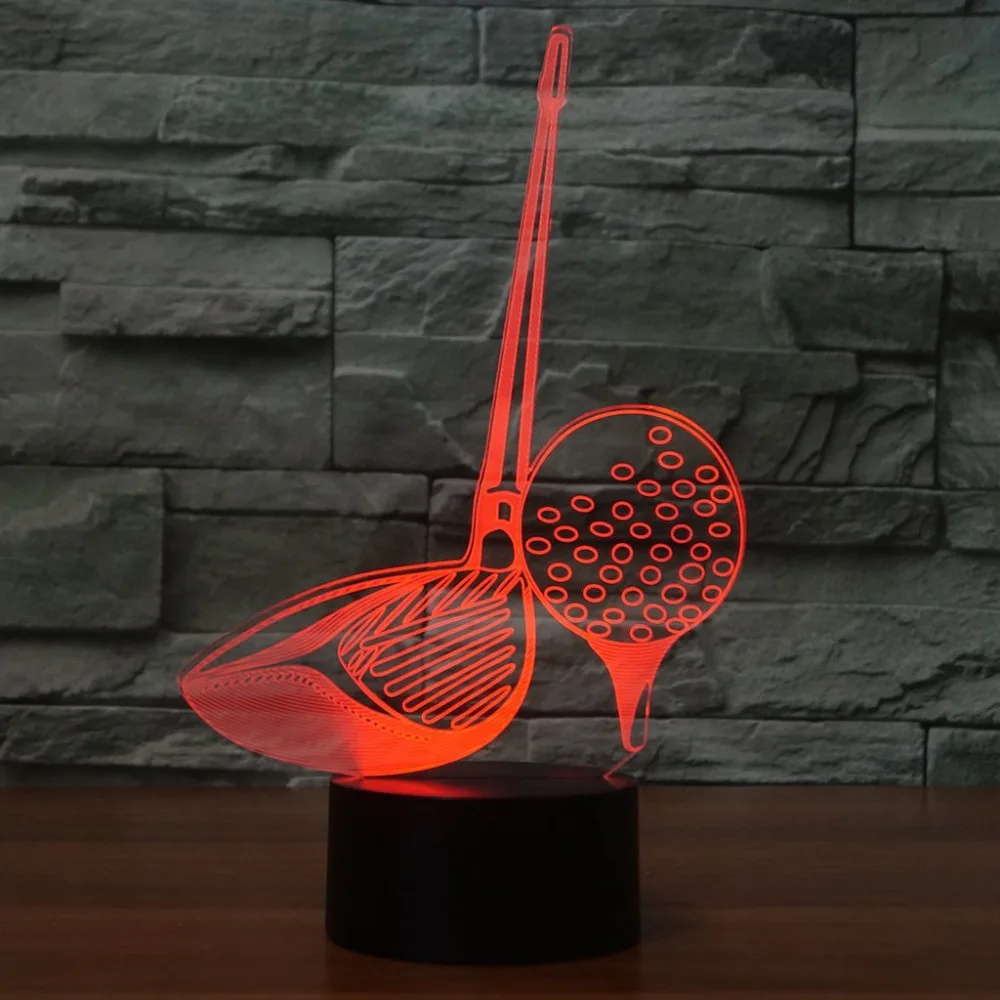 3D Led освещение для сна 7 красочный гольф клубный инструмент для крошения льда моделирование ночные светильники для гольф подарки Usb офисный Декор сенсорный выключатель, настольная лампа