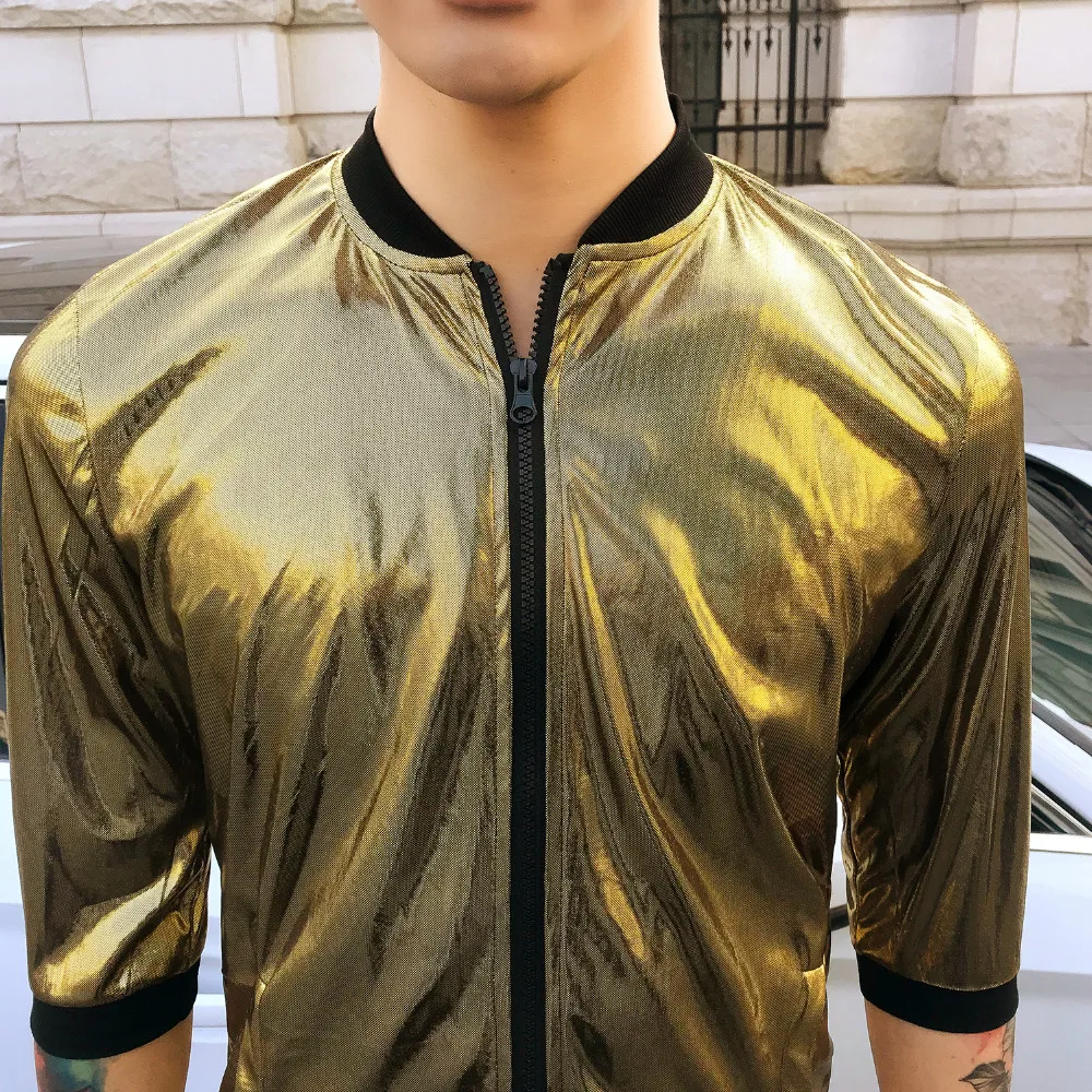 Лето защита от солнца Костюмы куртки Для мужчин Slim Fit Повседневное половина рукав