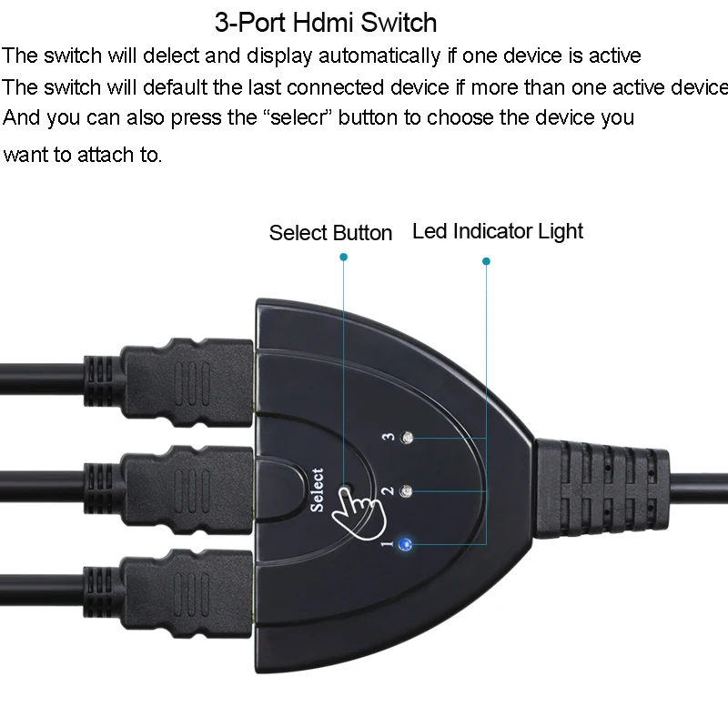 HDMI сплиттер 4K * 2K 3 порта s мини коммутатор кабель 1 4b 1080P для DVD HDTV Xbox PS3 PS4 в порт
