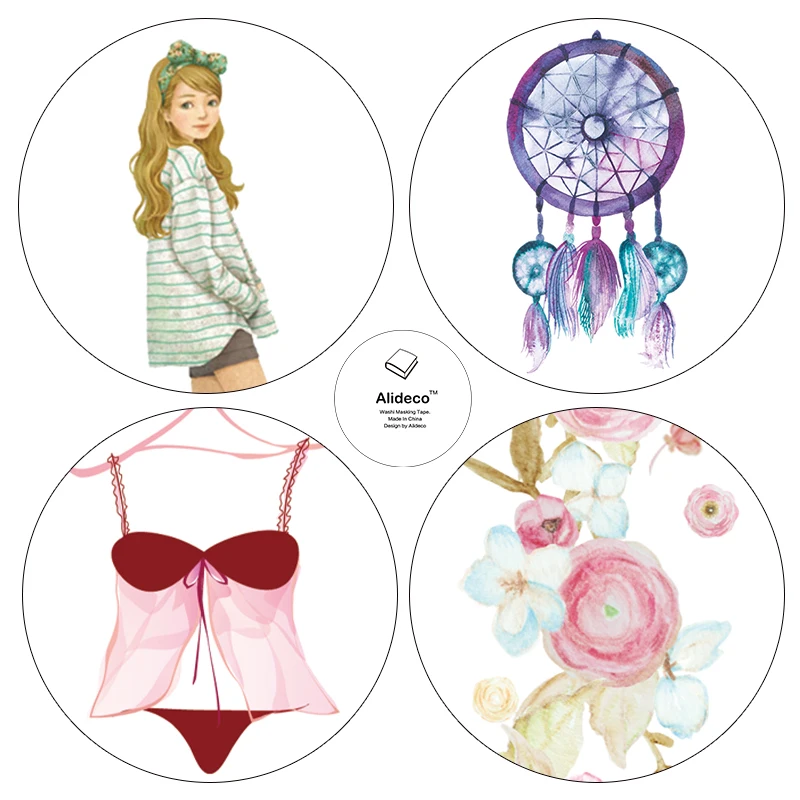 

Alideco Japanese Paper Washi Tapes Cute Dreamcatcher Flower Masking Tapes Decoration Adhesive Tapes stickers stationery 15cm*10m