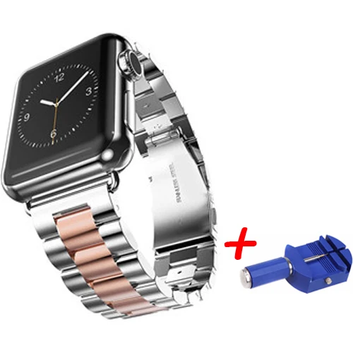 Ремешок из нержавеющей стали для apple watch 44 мм 38 мм iwatch 42 мм 40 мм браслет на запястье для apple watch 4/3/2 - Цвет ремешка: silver rose gold