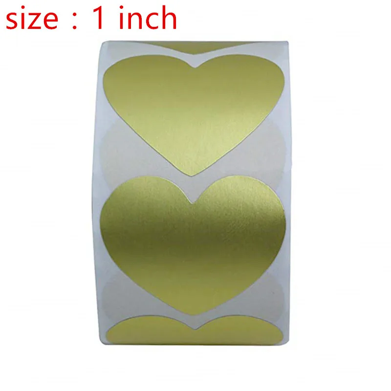 Золотое любовное Сердце Красочные наклейки бумажные этикетки 1 дюйм с клейким