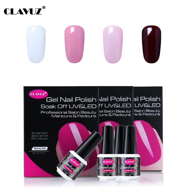 Набор лаков для ногтей CLAVUZ классический цветной СВЕТОДИОДНЫЙ 4 шт.|Лак ногтей| |
