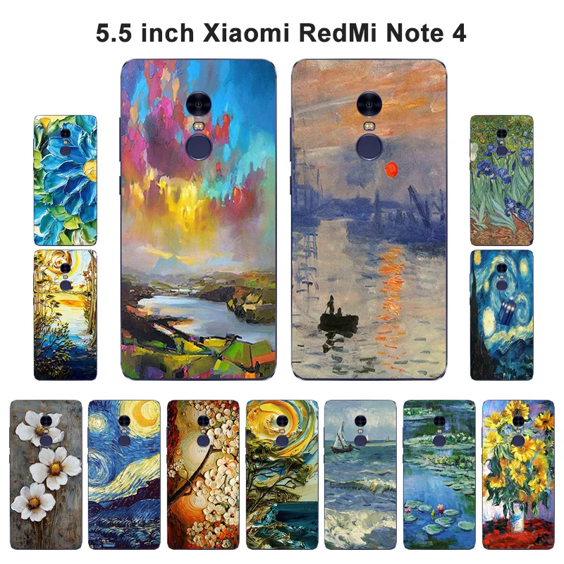 Чехол для Xiaomi Redmi Note 4 Note4 силиконовый чехол с масляной росписью задняя крышка