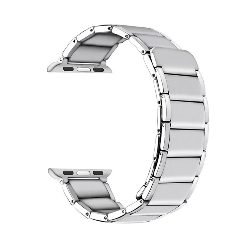 40/44 м Ремешок для наручных часов Apple Watch Series 4 на возраст 1, 2, 3, ремешок на запястье Нержавеющая сталь двойной браслет с магнитной застежкой для Apple Watch Series 5 - Цвет ремешка: Silver