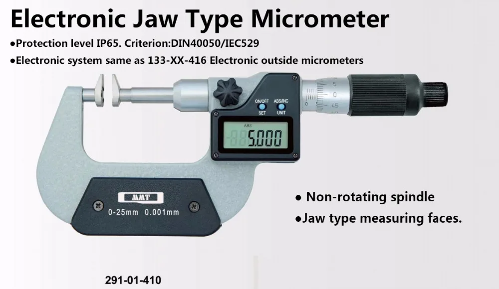 Электронный микрометр типа челюсти IP65 водонепроницаемый 0,001 мм 0-25 мм 25-50 мм для измерения зубчатого диска.