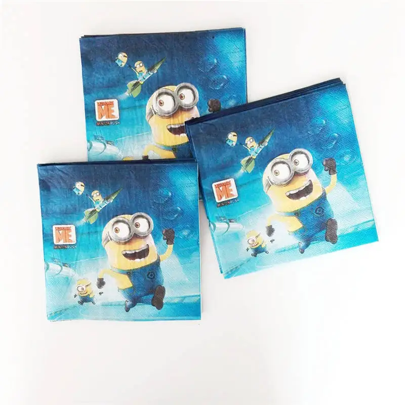 Napkin 20pcs Принадлежности для вечеринки с миньонами, столовая посуда, скатерть, чашки, соломенные, для детей, для дня рождения, украшения, сувениры, подарки, enfant, юбилей - Цвет: Napkin 20pcs