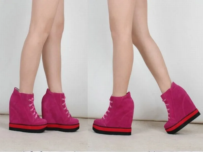 Zapatillas Deportivas Mujer дизайнерская повседневная женская обувь на шнуровке из замши высокие ботильоны на скрытой танкетке