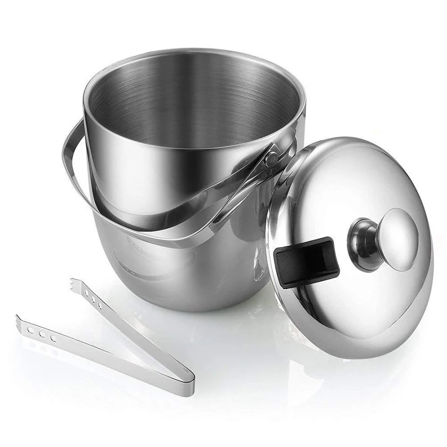 

Ice Bucket, Insulated Stainless Steel Double Walled Ice Bucket 2.8L with Lid and Whiskey Chilling Stones for Beer Wine Cooler