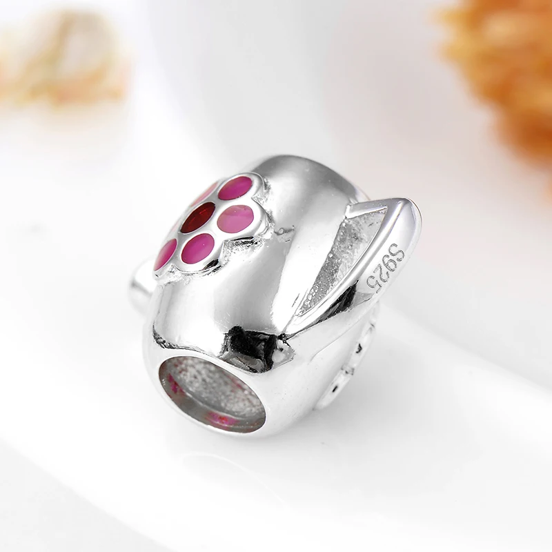 Прекрасный полива Лейка 925 пробы серебро розовый Подвески Эмаль бисер подходят