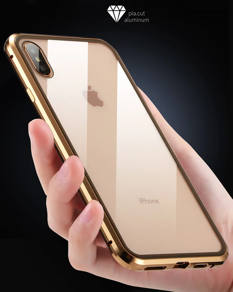 BFOLLOW передний и задний 3D стеклянный чехол для iPhone X XS/XR/XS Max Магнитный 360 Полный корпус алюминиевый металлический чехол Coque Fundas