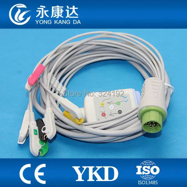 2 шт./упак. Mennen 5 свинцовый цельный кабель серии patient ECG 13pin/IEC/клип ecg свинец