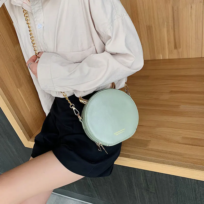 Для женщин круглый милый обоих углов Crossbody сумки кожа Мода плеча молния
