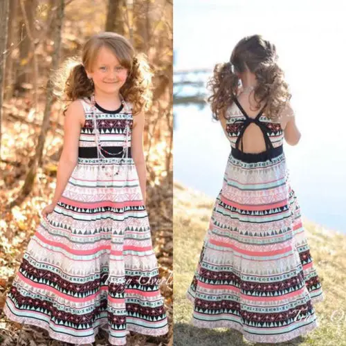 Детское летнее платье без рукавов с геометрическим рисунком | Детская одежда и