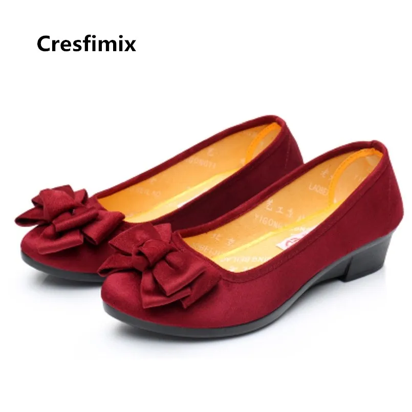 Cresfimix женские удобные слипоны с галстуком-бабочкой обувь на плоской подошке