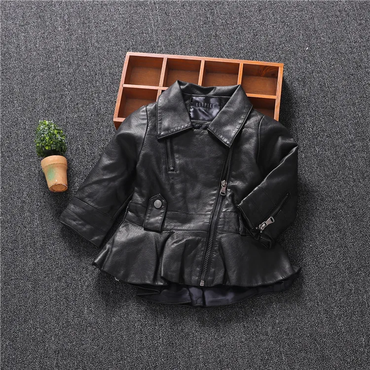 Autumn And Winter Cool Child Toddler Kids Boys Clothing Faux Leather Jacket 2-10Y Zippered Thin Black Coats | Детская одежда и
