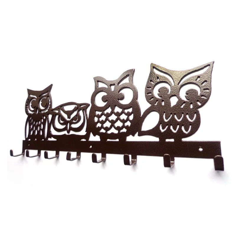 Настенный крючок с четырьмя совами железная вешалка для полотенец держатель