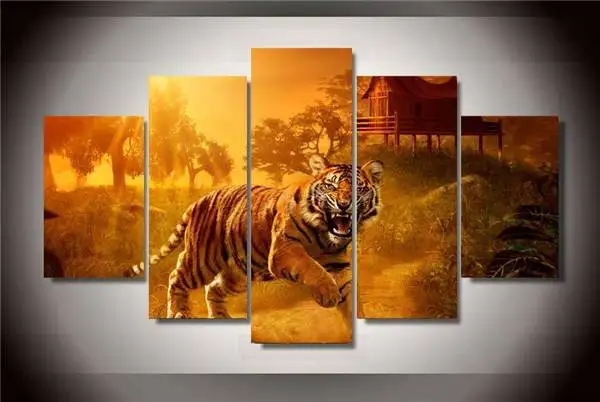 Hd Печать закат джунгли картина с изображением тигра на холсте украшение комнаты