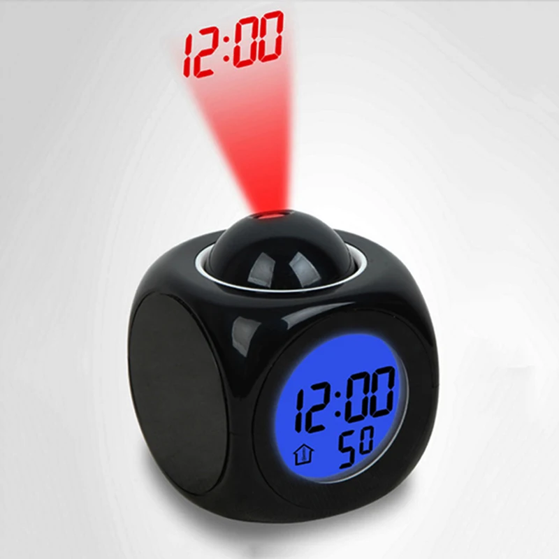 Multi-Function Led Alarm Clock With Night Lights Digital Time LCD Voice Temperature Projection Light Table Lamps For Desk Travel | Освещение