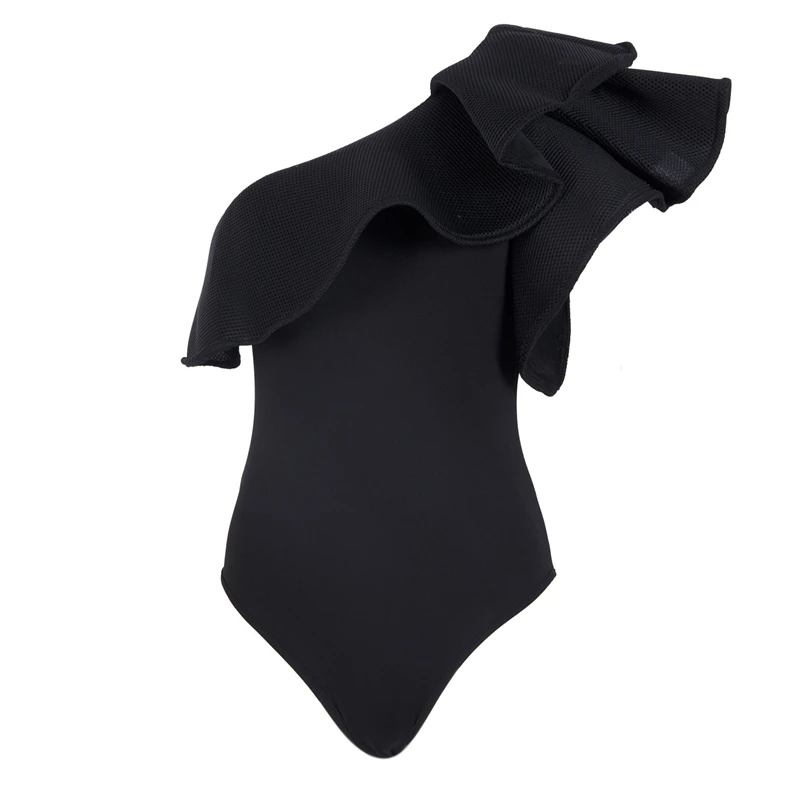 Женское боди с оборками на одно плечо сетчатый купальник-топ 2019 | Женская одежда