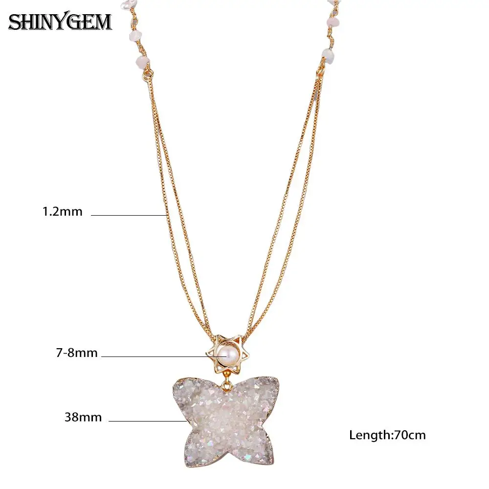 Ожерелья ShinyGem женские с натуральным белым опалом модные цепи драгоценным камнем