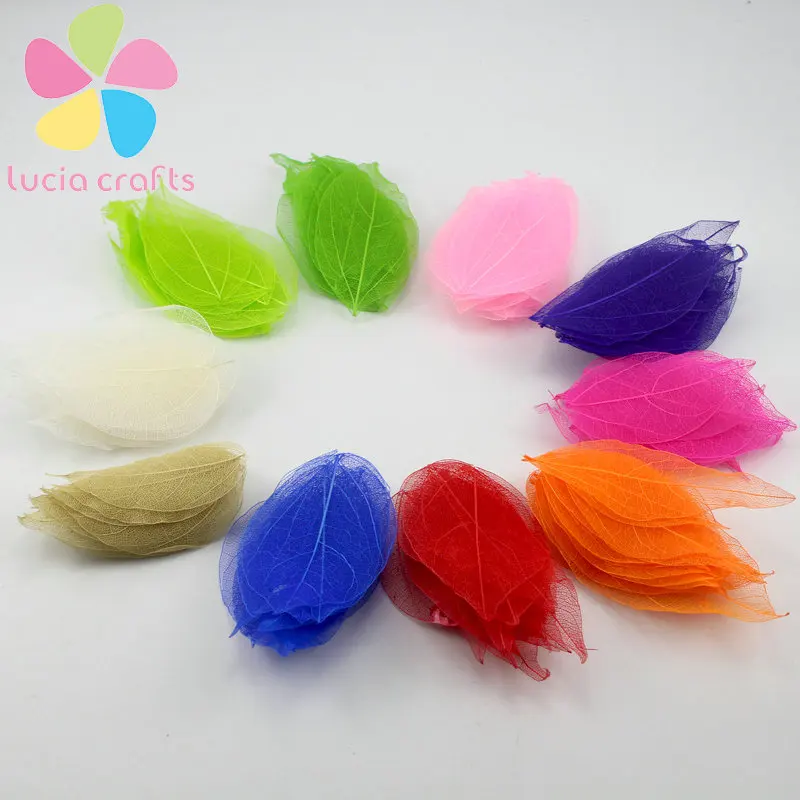 Lucia crafts 40 шт/100 шт 6,5*3 см разные цвета в произвольном порядке натуральный каркас листьев для вечерние украшения дома DIY материалы ручной работы C0702