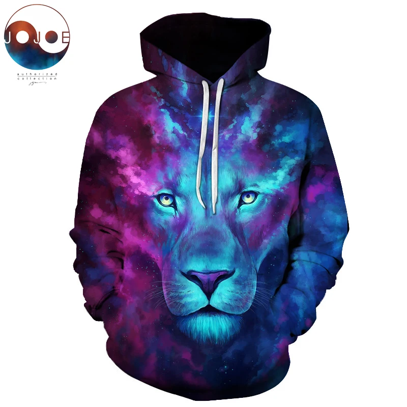 Мужские и женские толстовки с капюшоном Firstborn by JoJoesArt Galaxy Lion 3d принтом в виде