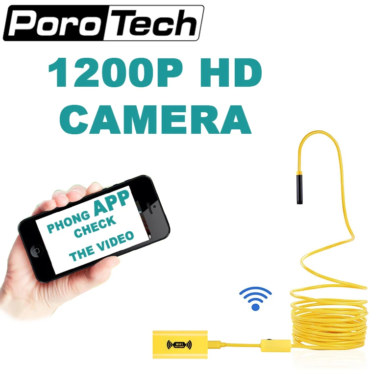 

110B 1200P Endoscopy camera yellow support Android iPhone super waterproof IP68 light Snake Hard Endoscope Inspection camera