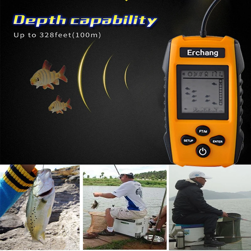 

Erchang Portable Sonar Fish Finders Alarm 100M Sonar LCD Fish Finders Fishing lure Echo Sounder Fishing Finder For Fishing