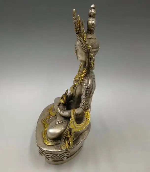 Collect archaize white copper handicraft king kong Buddha statue | Дом и сад