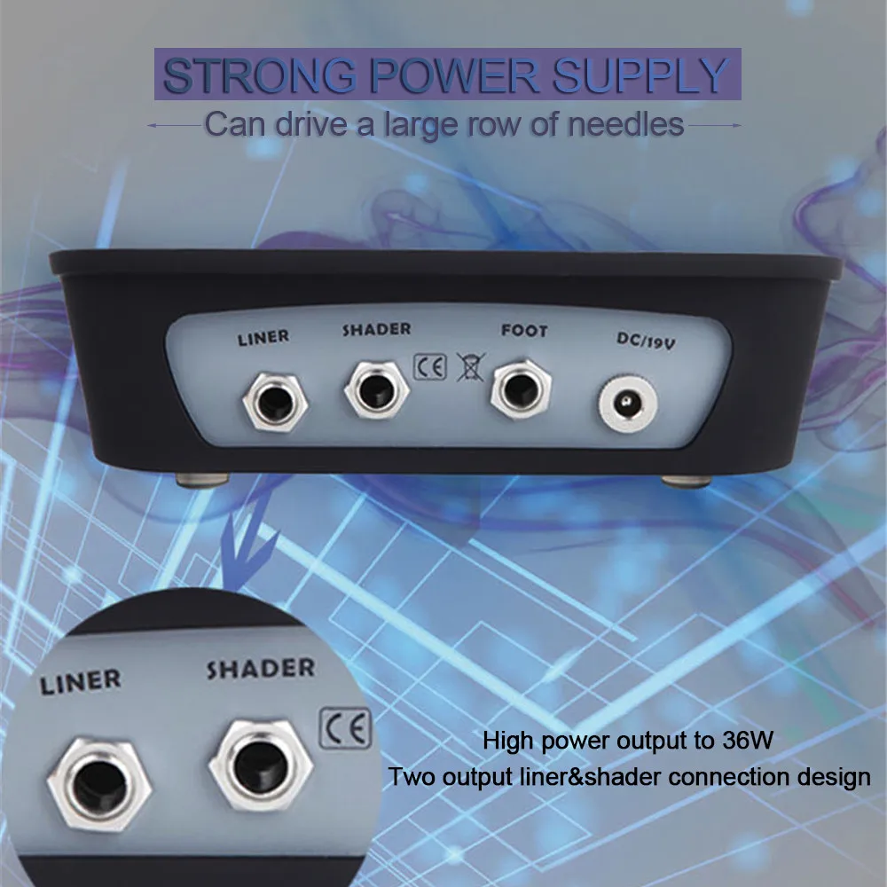 Профессиональный Черный источник питания для тату двойной цифровой ЖК дисплей