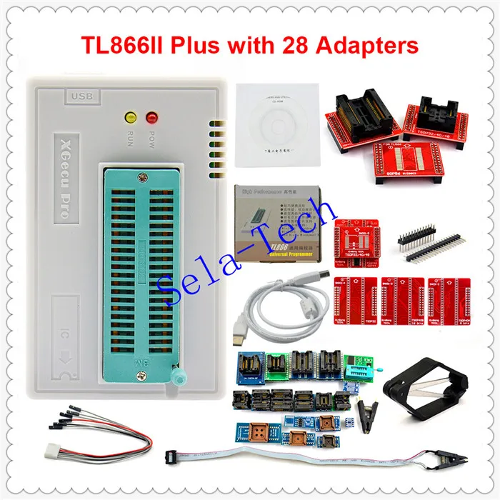 V9.00 TL866II Plus TL866CS и универсальный USB Minipro программист+ 31 адаптер+ тестовый зажим TL866 PIC программист биос - Цвет: II with 28 Adapter