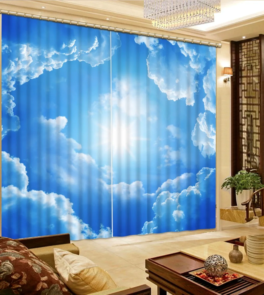 

blue Curtain print Luxury Blackout 3D Window Curtains For Living Room office Bedroom Drapes Cortina Rideaux Customized size
