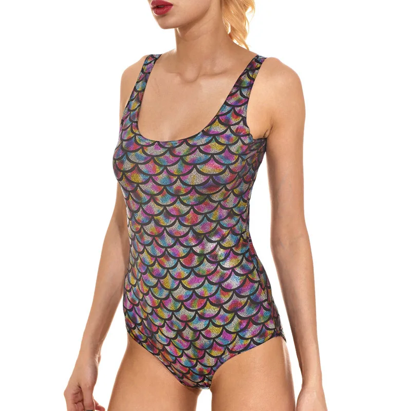 Женский цельный купальник Русалочки купальный костюм без рукавов с 3D-принтом в