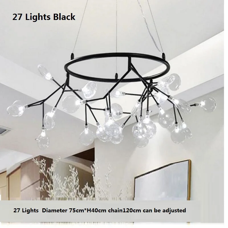 Lámpara LED de araña redonda moderna, colgante de rama de árbol con estilo, candelabro circular decorativo, colgante Led