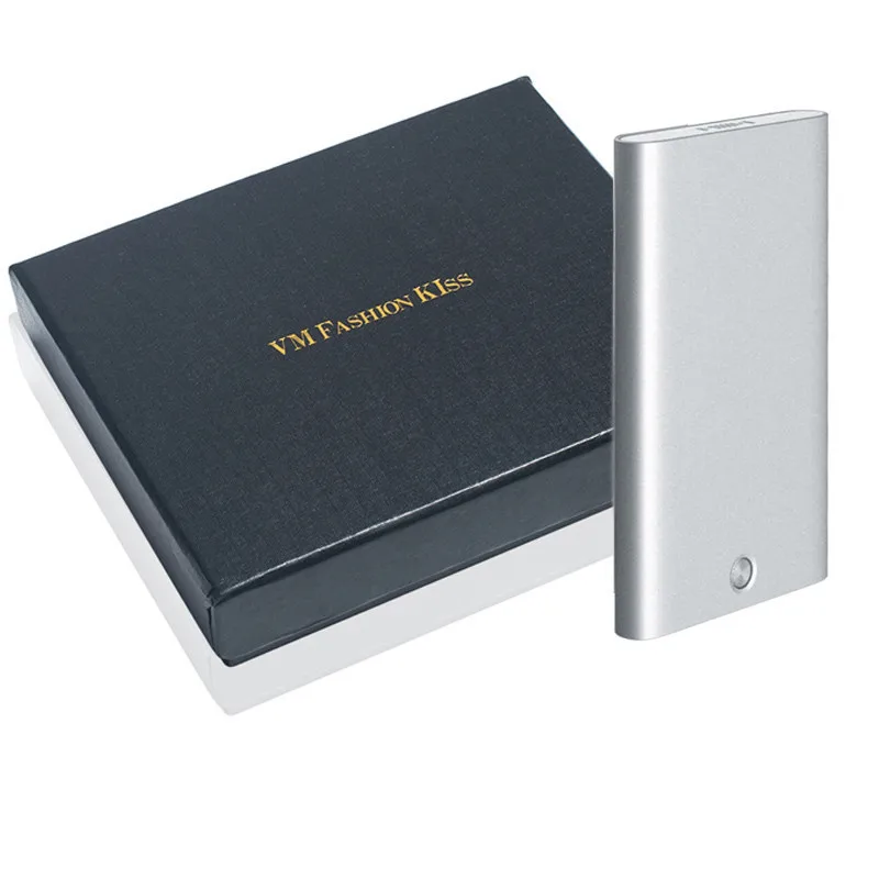 Silver-gift box VM FASHION KISS металлический чехол для визитных карточек, офисный алюминиевый сплав, держатель для карт, Rfid, дорожный кошелек - Цвет: Silver-gift box