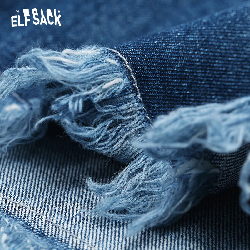 Женские джинсовые шорты ELF SACK голубые оверсайз с цветочным принтом широкие в