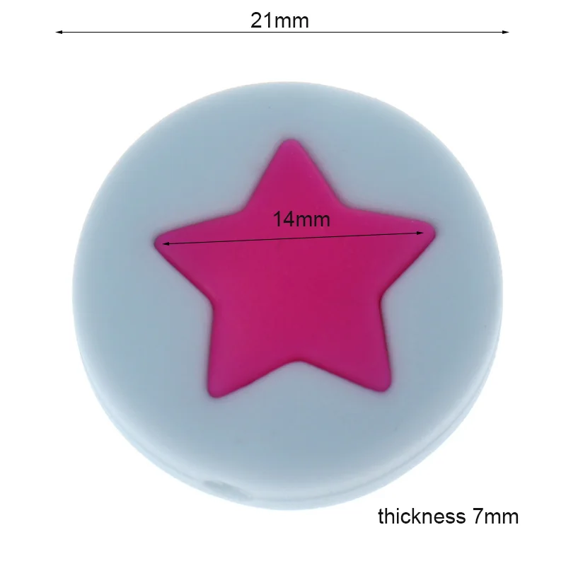 Cuentas de silicona para mordedores de beb&eacute;, cuentas redondas de estrella para morder, regalo de enfermera para ni&ntilde;as, 21MM, 20 piezas-5