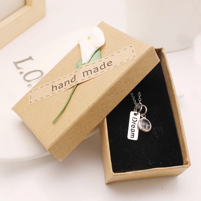 Hot Sell Birthstone Necklace Glass Stone Faith Dream Stainless Steel Encouraged Custom Necklaces Jewelry for Birthday Gift | Украшения и