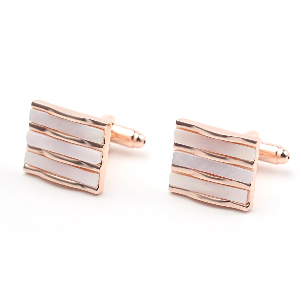 Качественные эмалированные запонки с квадратными полосками мужские