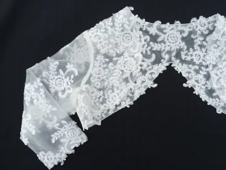 Белое кружевное болеро свадебные накидки и плащи с длинным рукавом аппликацией