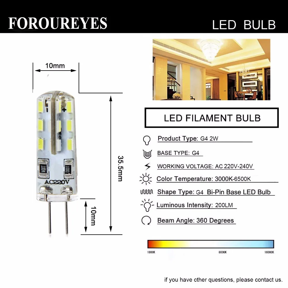 Светодиодная лампа G4 lgiht 220 В 2 Вт 24 светодиода s 3014SMD для люстры сменная галогенная