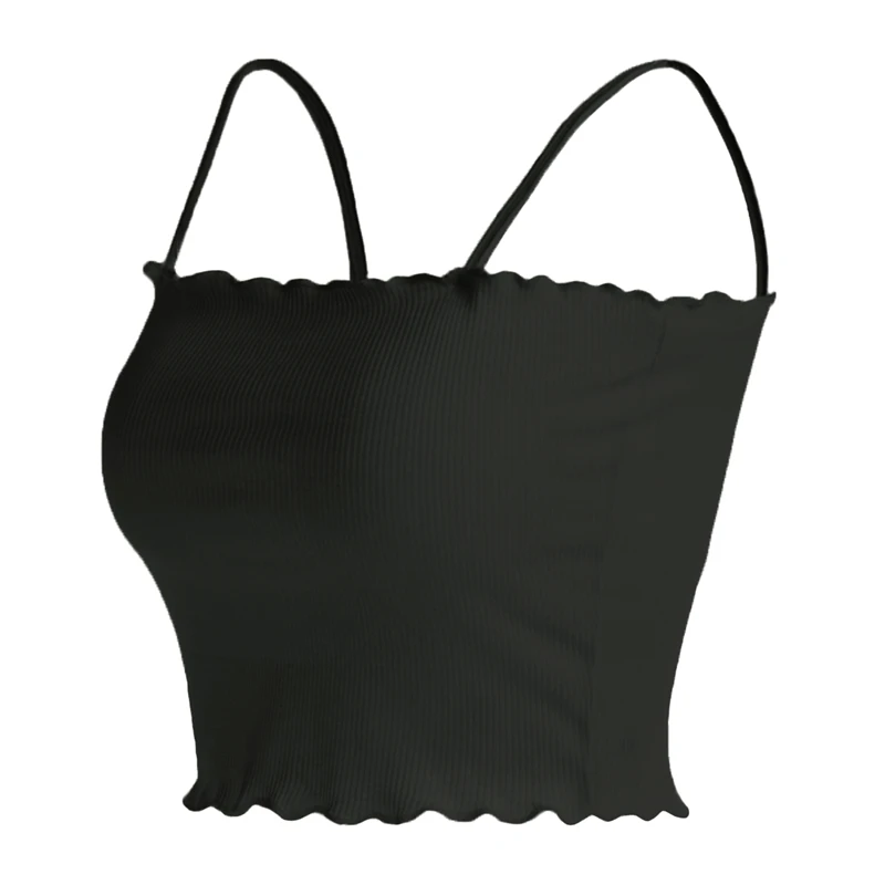 Женский короткий топ LOSSKY черная или белая блузка без рукавов на бретельках лето