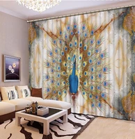 3d curtain decoration window curtain peacock open feather curtains living room custom photo printing curtains for bedroom