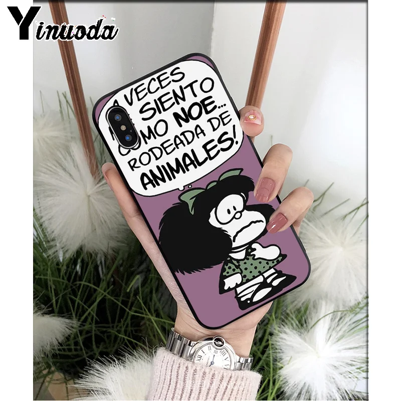 Yinuoda Argentina Quino Mafalda Girl TPU мягкие Аксессуары для телефонов Чехол для iPhone 5 5Sx 6 7 7plus 8 8Plus X XS MAX XR